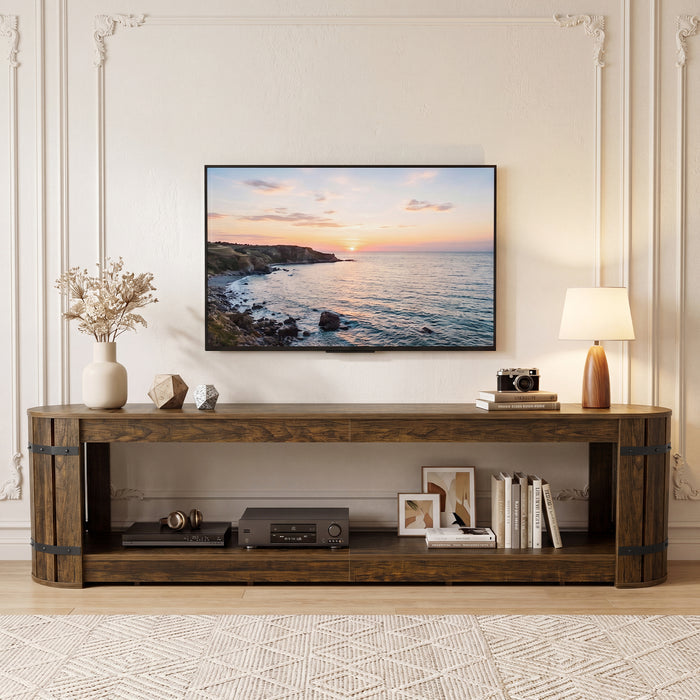 82.68" TV Stand for TVs up to 90", Long Media Console with 2-Tier Storage