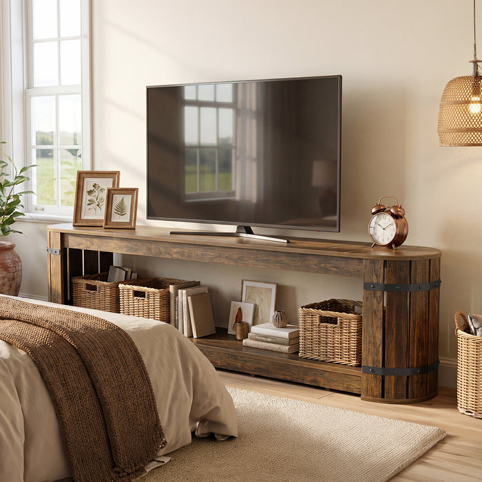 82.68" TV Stand for TVs up to 90", Long Media Console with 2-Tier Storage
