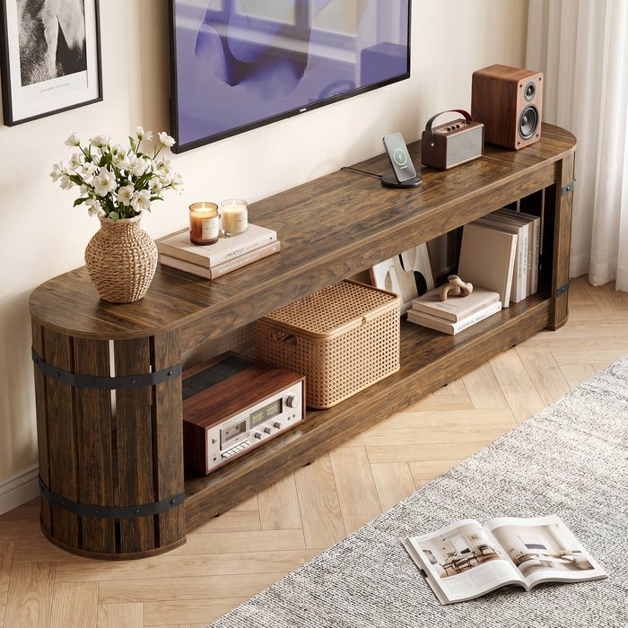 82.68" TV Stand for TVs up to 90", Long Media Console with 2-Tier Storage