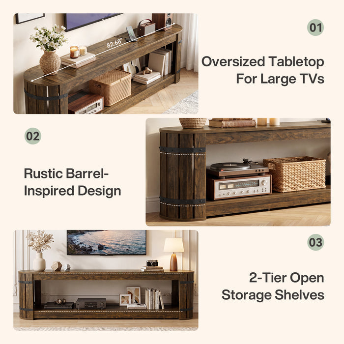 82.68" TV Stand for TVs up to 90", Long Media Console with 2-Tier Storage