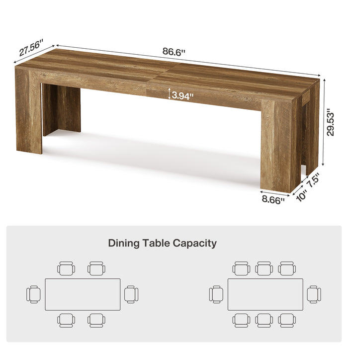 86.6" Long Dining Table, Rectangular Kitchen Table with Sturdy Legs for 6-8 People