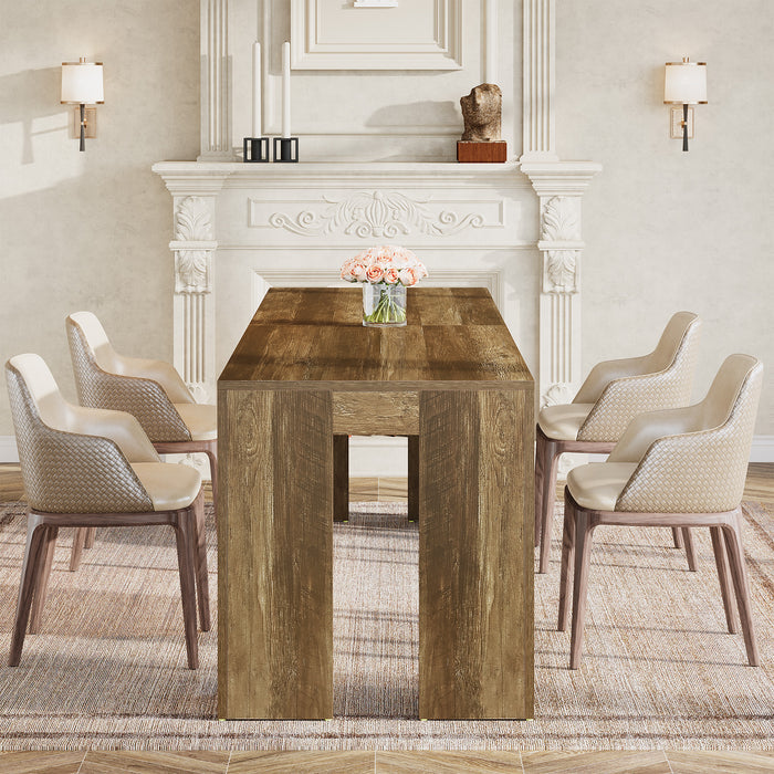 86.6" Long Dining Table, Rectangular Kitchen Table with Sturdy Legs for 6-8 People