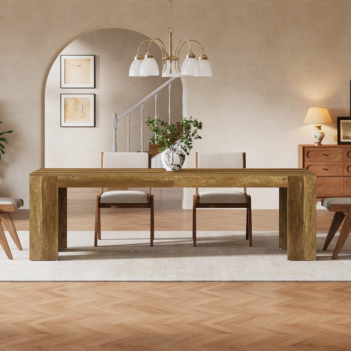 86.6" Long Dining Table, Rectangular Kitchen Table with Sturdy Legs for 6-8 People