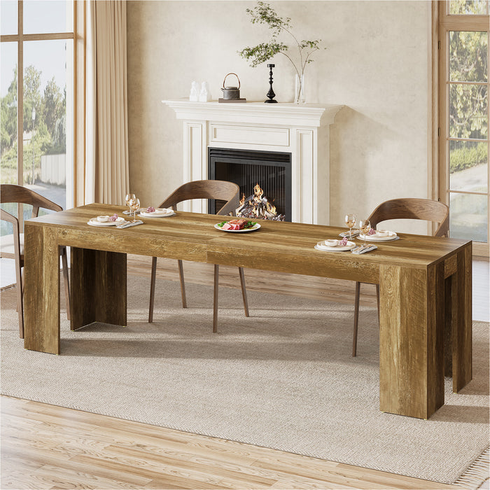 86.6" Long Dining Table, Rectangular Kitchen Table with Sturdy Legs for 6-8 People