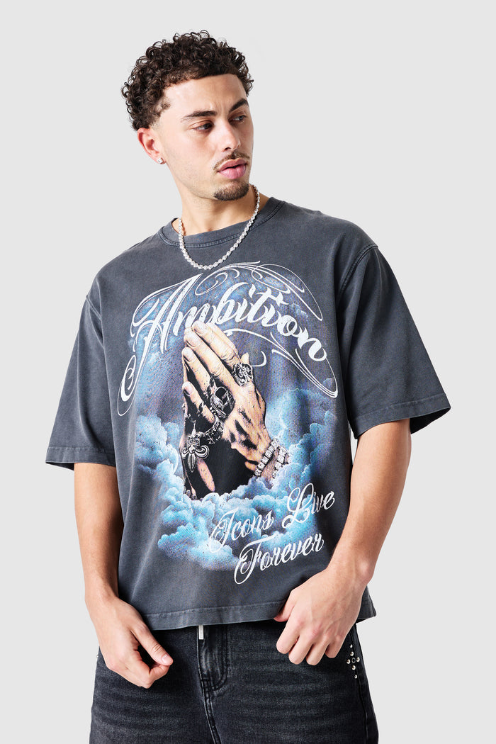 Ambition Tee - Black Acid Wash