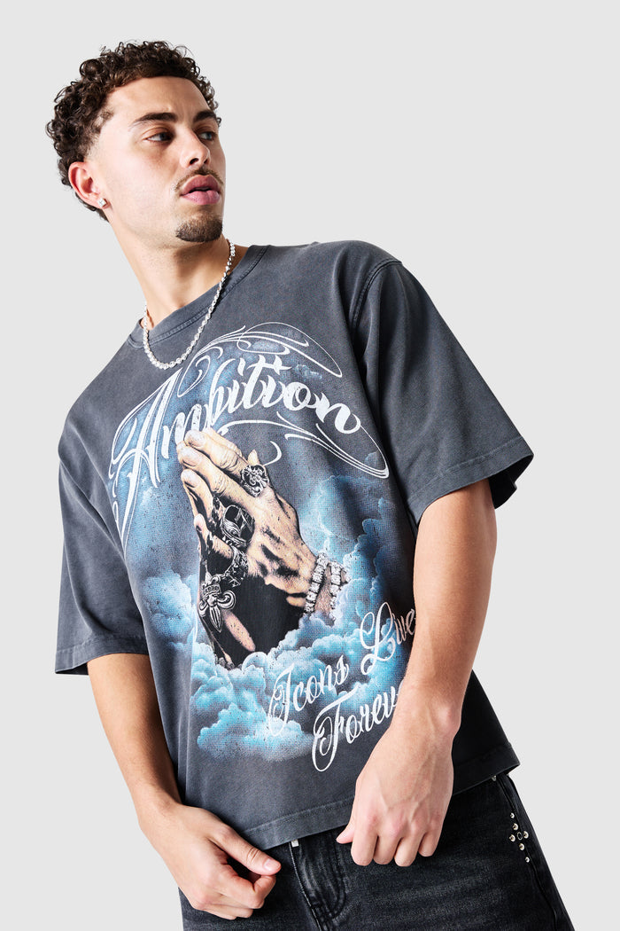 Ambition Tee - Black Acid Wash