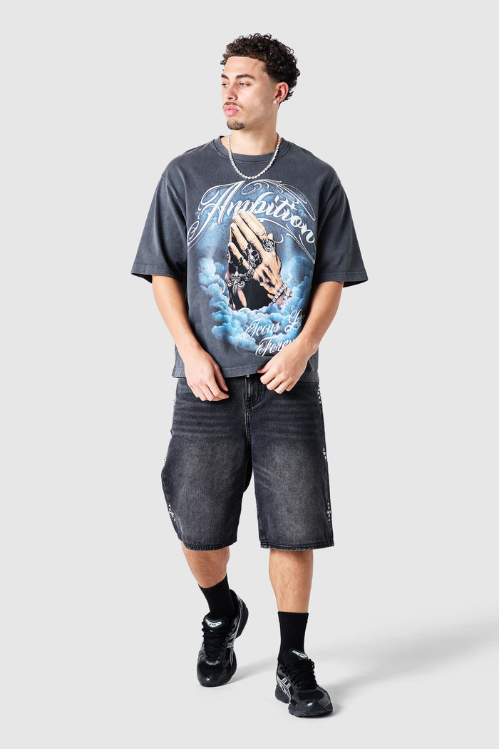 Ambition Tee - Black Acid Wash