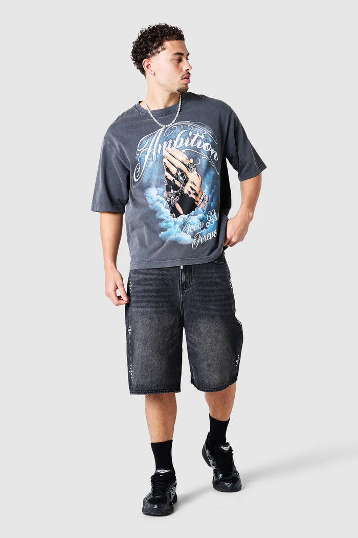 Ambition Tee - Black Acid Wash