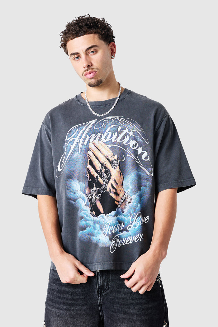 Ambition Tee - Black Acid Wash