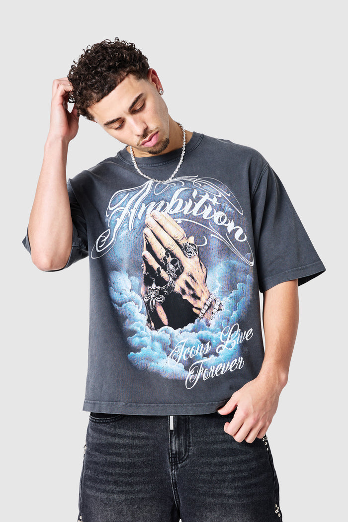 Ambition Tee - Black Acid Wash