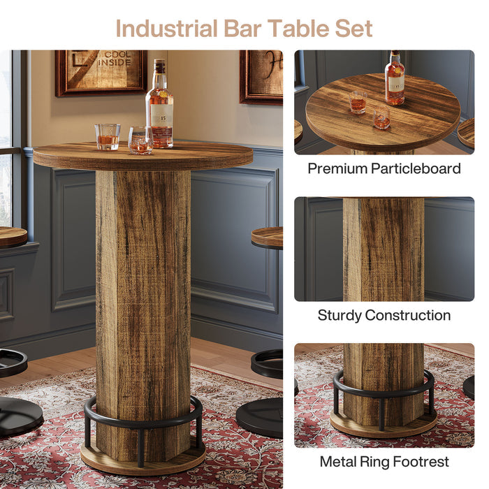Bistro Sets with 2 Barstools, Pub Cocktail Table Bar Table with Chairs Tribesigns#Color_Brown
