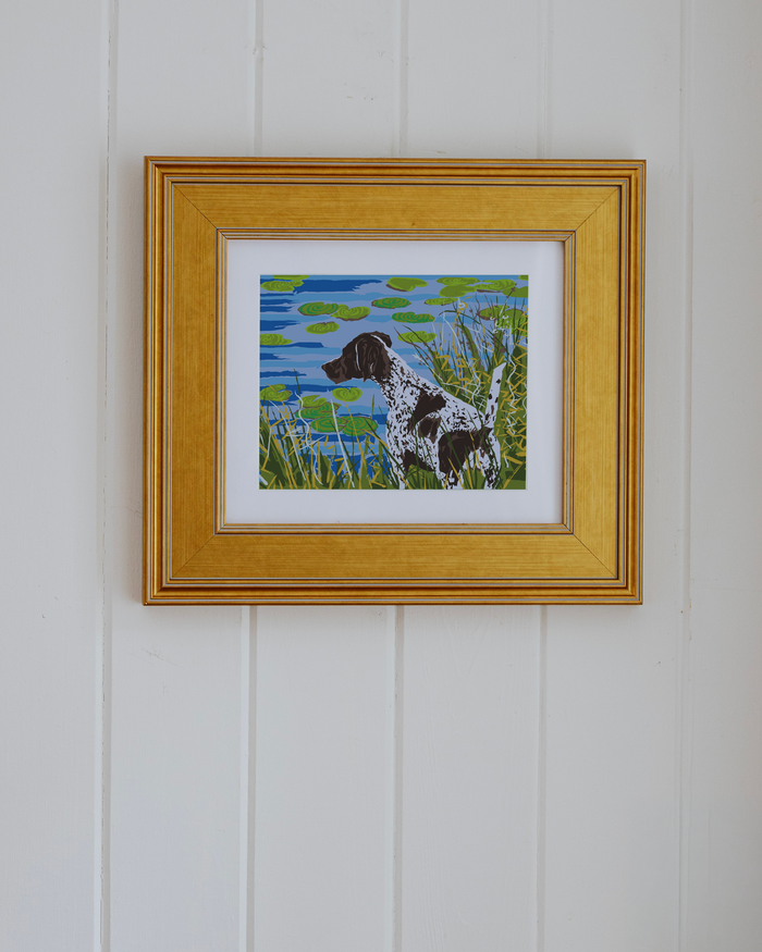 Blue and Green German Shorthair at Pond