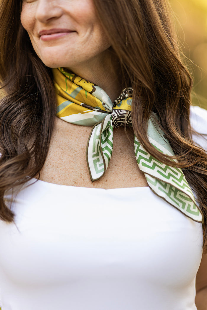 Blue Lily Pad Doe Silk Scarf
