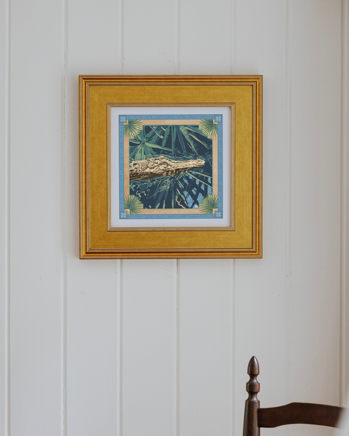 Blue Ocmulgee Gator Framed Scarf Print
