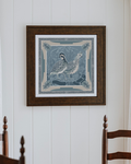 Blue Quail Pair Framed Scarf Print
