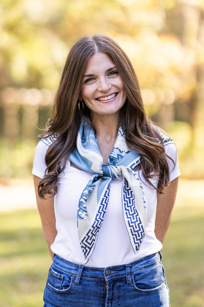 Blue Quail Pair Silk Scarf