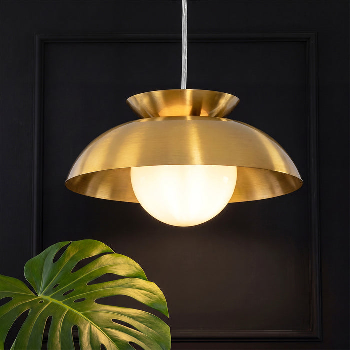 Brass Dome Pendant Light, Gold Island Light Fixtures with Height Adjustable