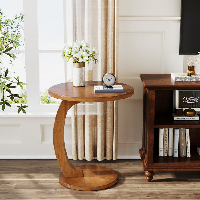 C-Shaped End Table, Round Sofa Side Table for Living Room
