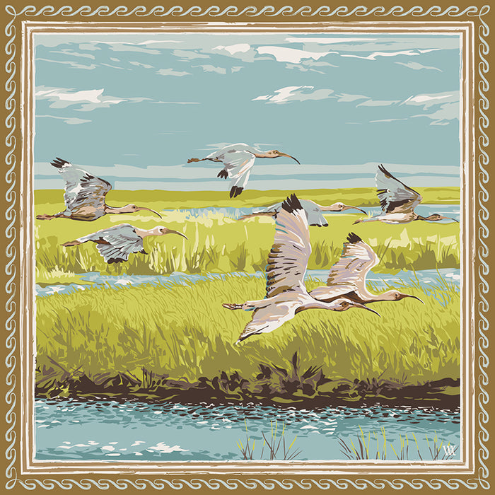 Chartreuse Marsh Flyer Framed Scarf Print