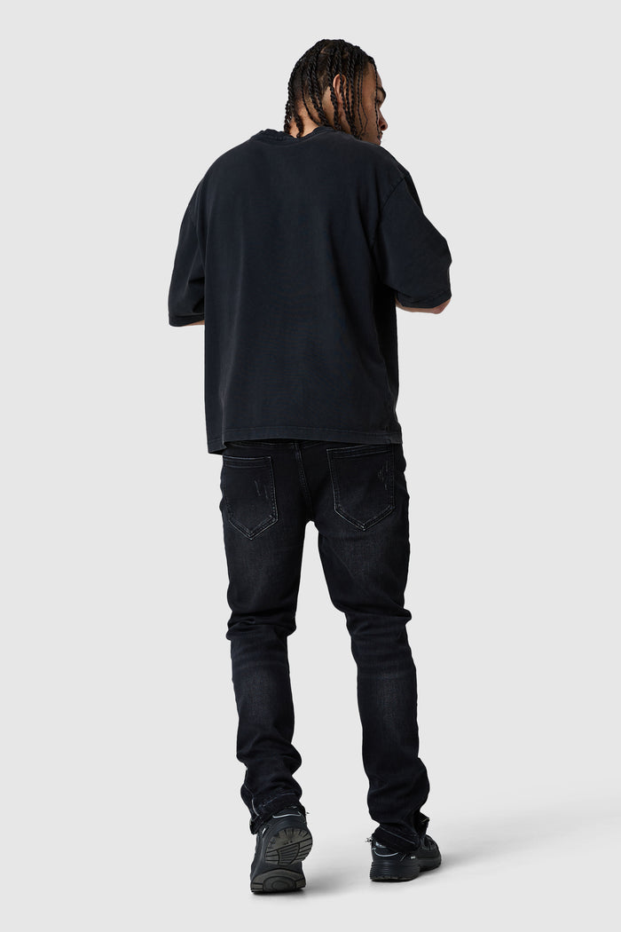 Cherub Tee - Black Acid Wash