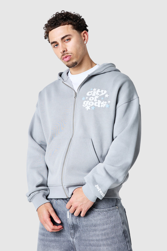 City Of Gods Zip Hood - Lunar Grey