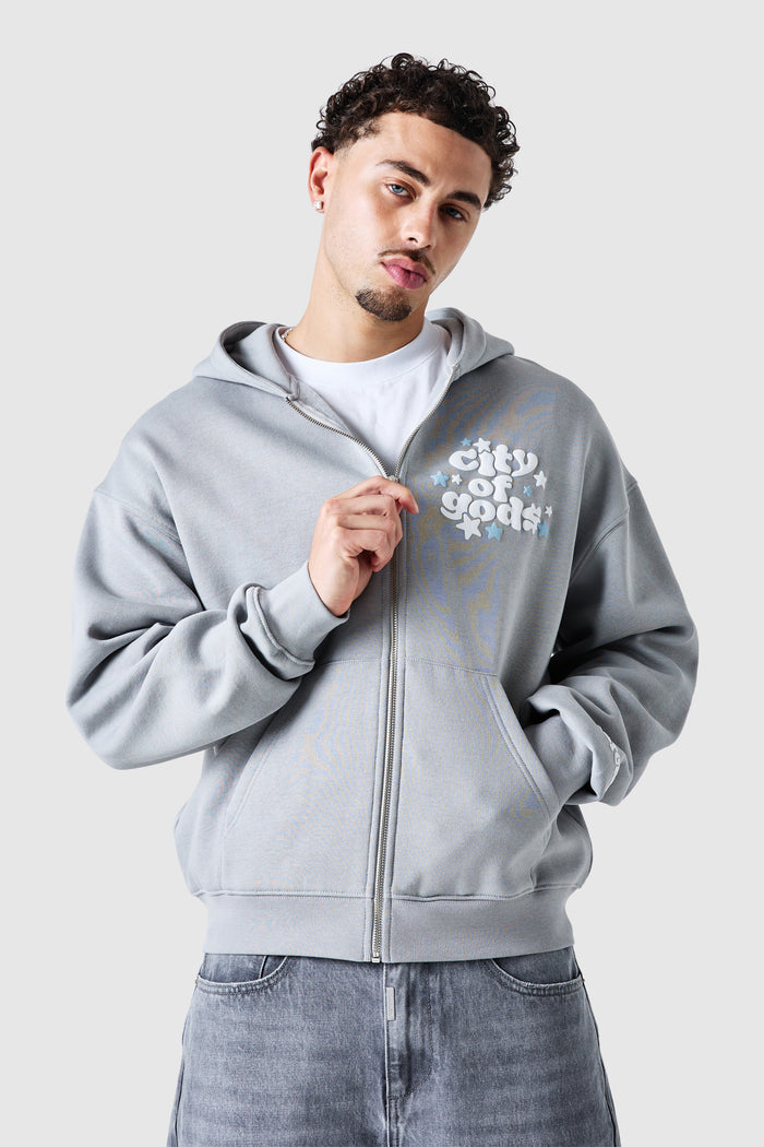 City Of Gods Zip Hood - Lunar Grey