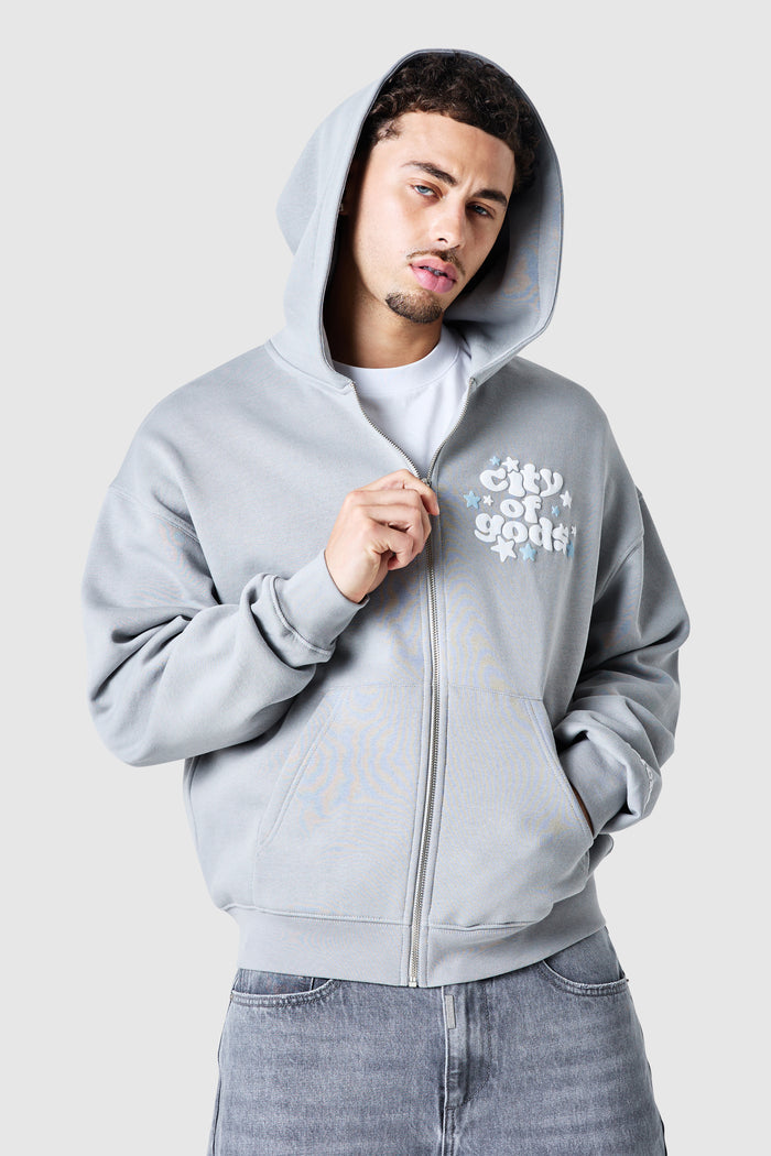 City Of Gods Zip Hood - Lunar Grey