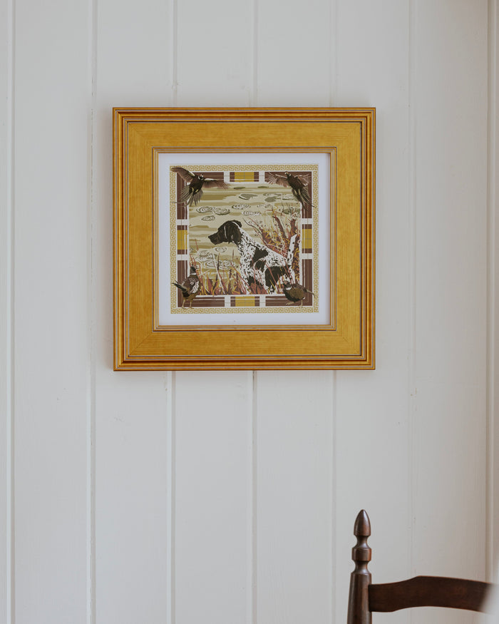 Clay Pheasant Watch Framed Scarf Print