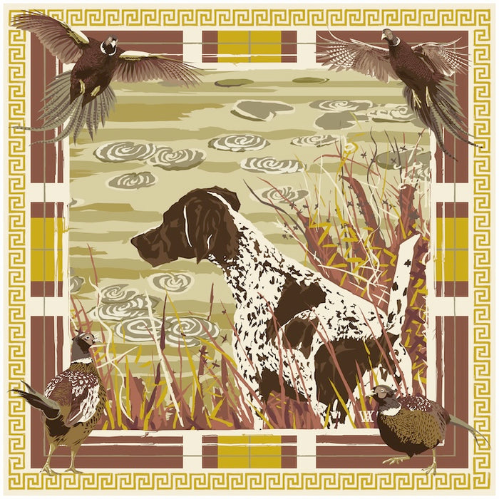 Clay Pheasant Watch Framed Scarf Print