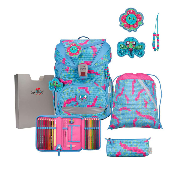 DerDieDas ErgoFlex SUPERLIGHT Happy Pixel Schulranzen-Set 5tlg.
