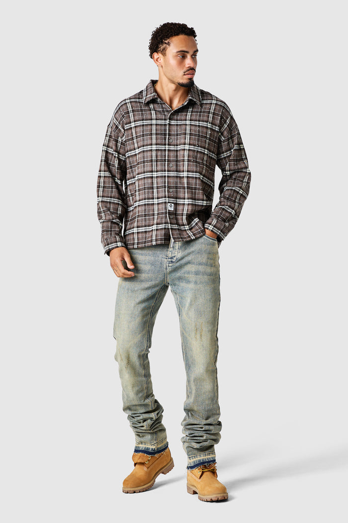 Diamante Overshirt - Deep Brown