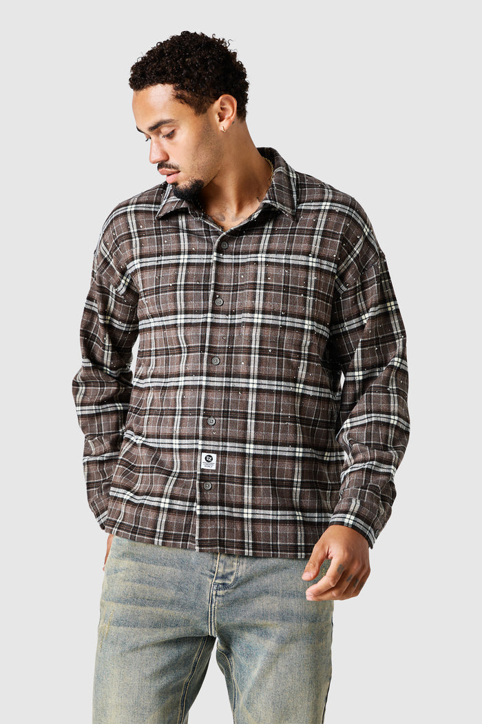 Diamante Overshirt - Deep Brown