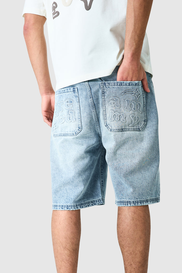Dream Acdmy Jort - Stone Wash Blue
