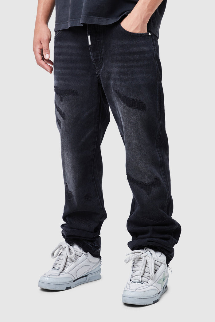 Elio Stacked Jean - Black Wash