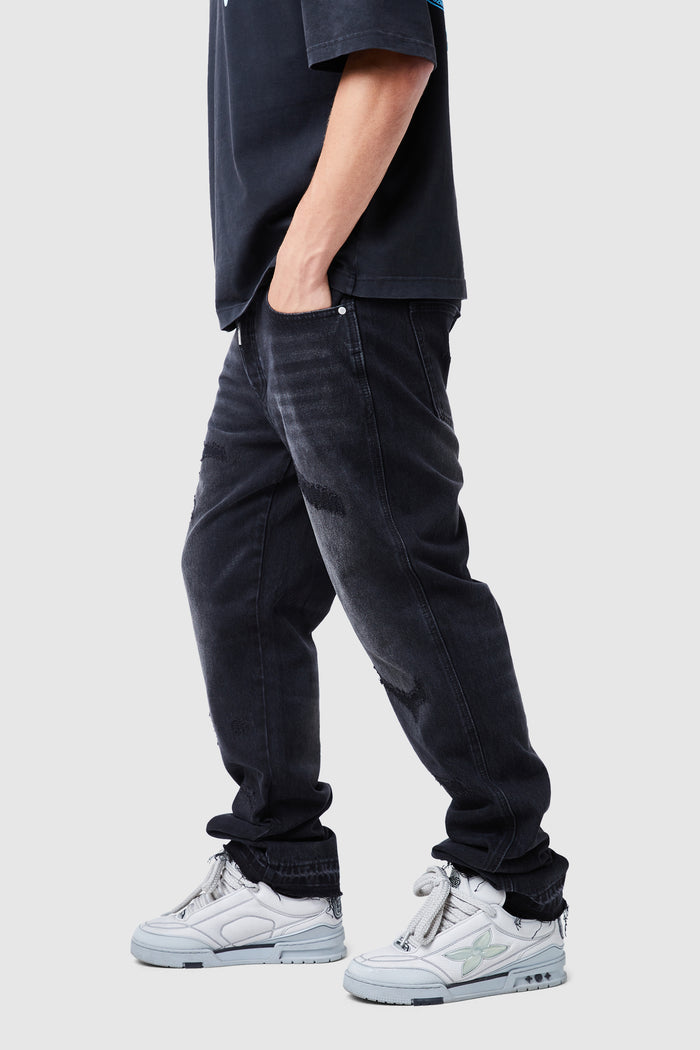 Elio Stacked Jean - Black Wash