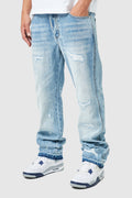 Elio Stacked Jean - Light Blue Wash
