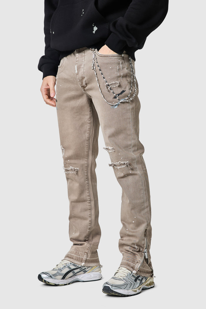 Enzo Slim Painter Jean - Washed Taupe