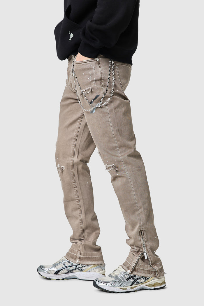Enzo Slim Painter Jean - Washed Taupe