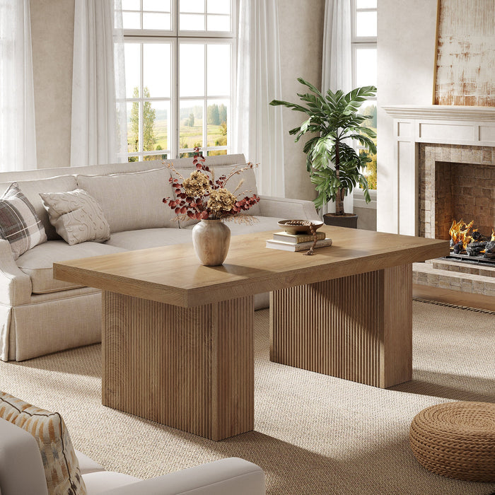Farmhouse Coffee Table with Wavy Double Base