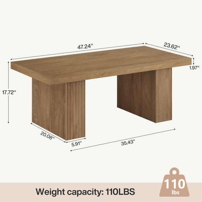 Farmhouse Coffee Table with Wavy Double Base