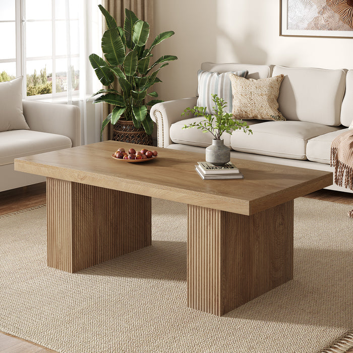 Farmhouse Coffee Table with Wavy Double Base