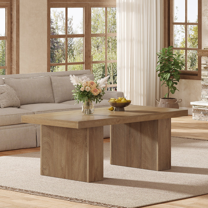 Farmhouse Coffee Table with Wavy Double Base