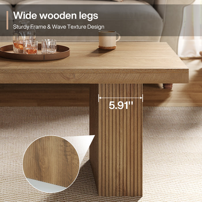 Farmhouse Coffee Table with Wavy Double Base