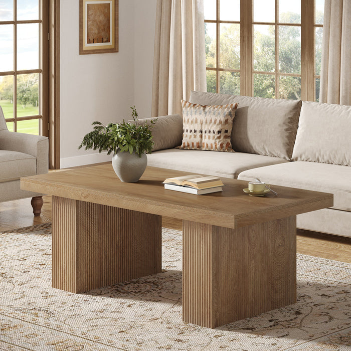 Farmhouse Coffee Table with Wavy Double Base