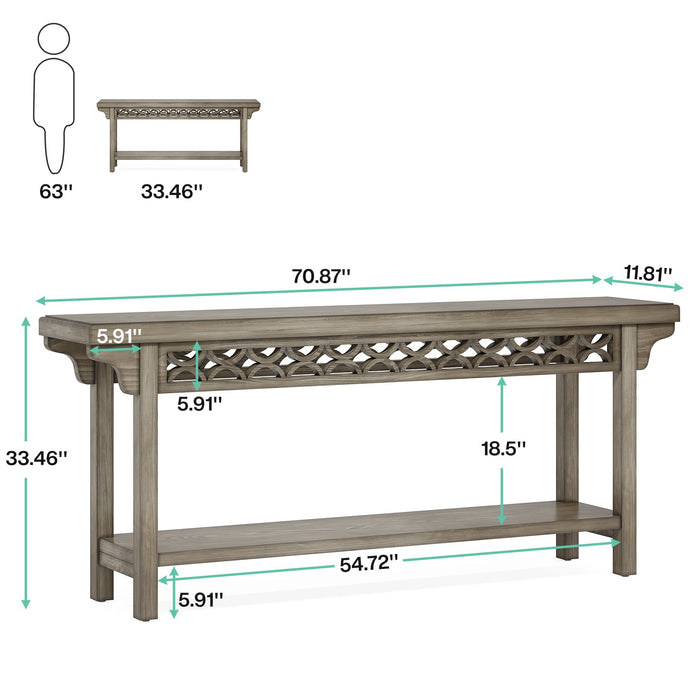 narrow console table with storage size