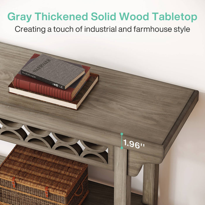 Farmhouse Console Table, 70.8" Narrow Wood Sofa Table with Storage Tribesigns