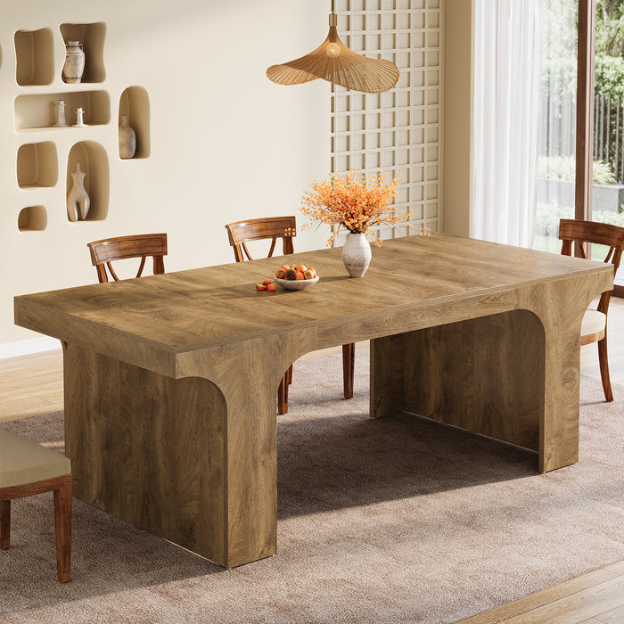 Farmhouse Dining Table, 70.87" Rectangular Kitchen Dining Table for 6-8 People