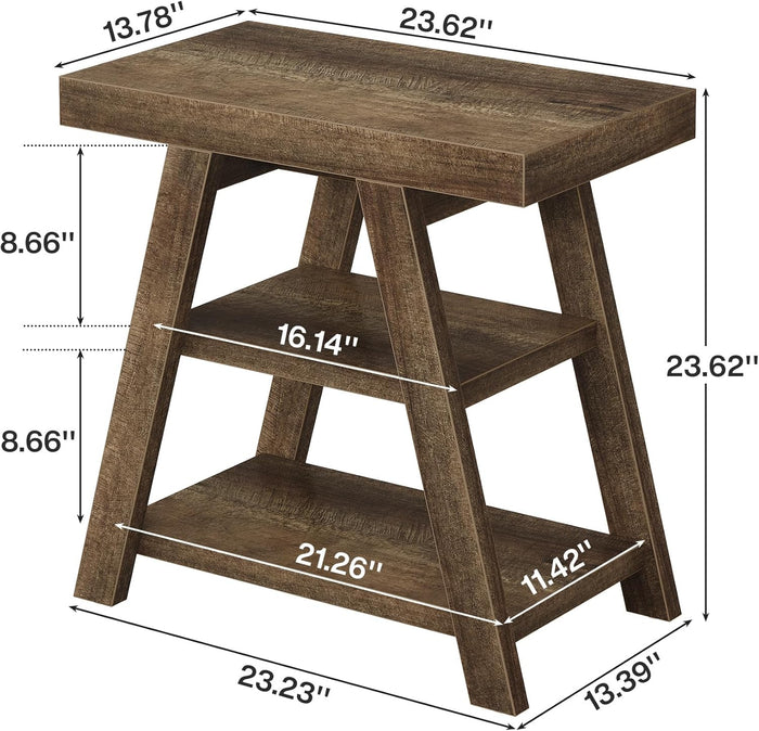 Farmhouse End Table, 3-Tier Sofa Side Table with Storage Shelf for Living Room