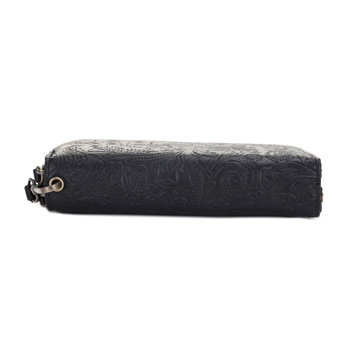 Filly Flora Embossed Wallet with Wrist Strap