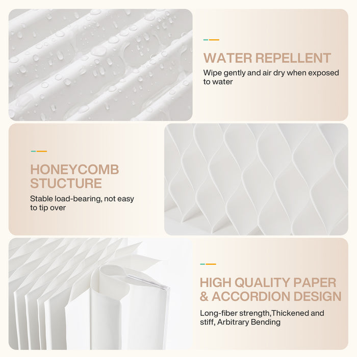 Folding Paper Room Divider, Expandable Freestanding Partition Wall for Home & Office